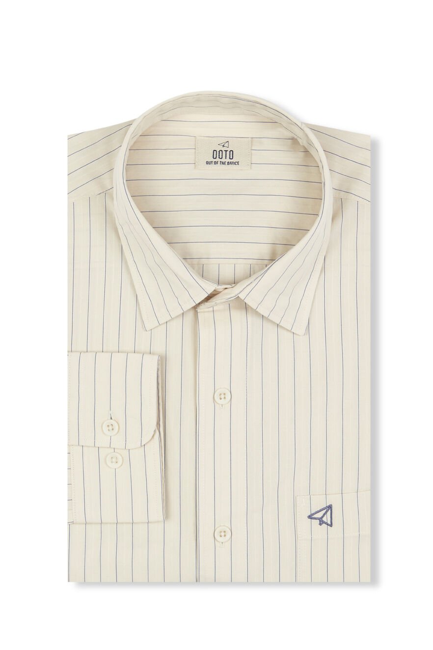 OOTO Camisa rayas estructura Marfil