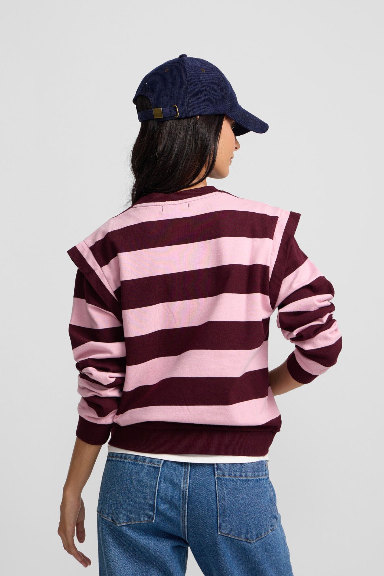Silbon Sweatshirt com ombreiras &agrave;s riscas