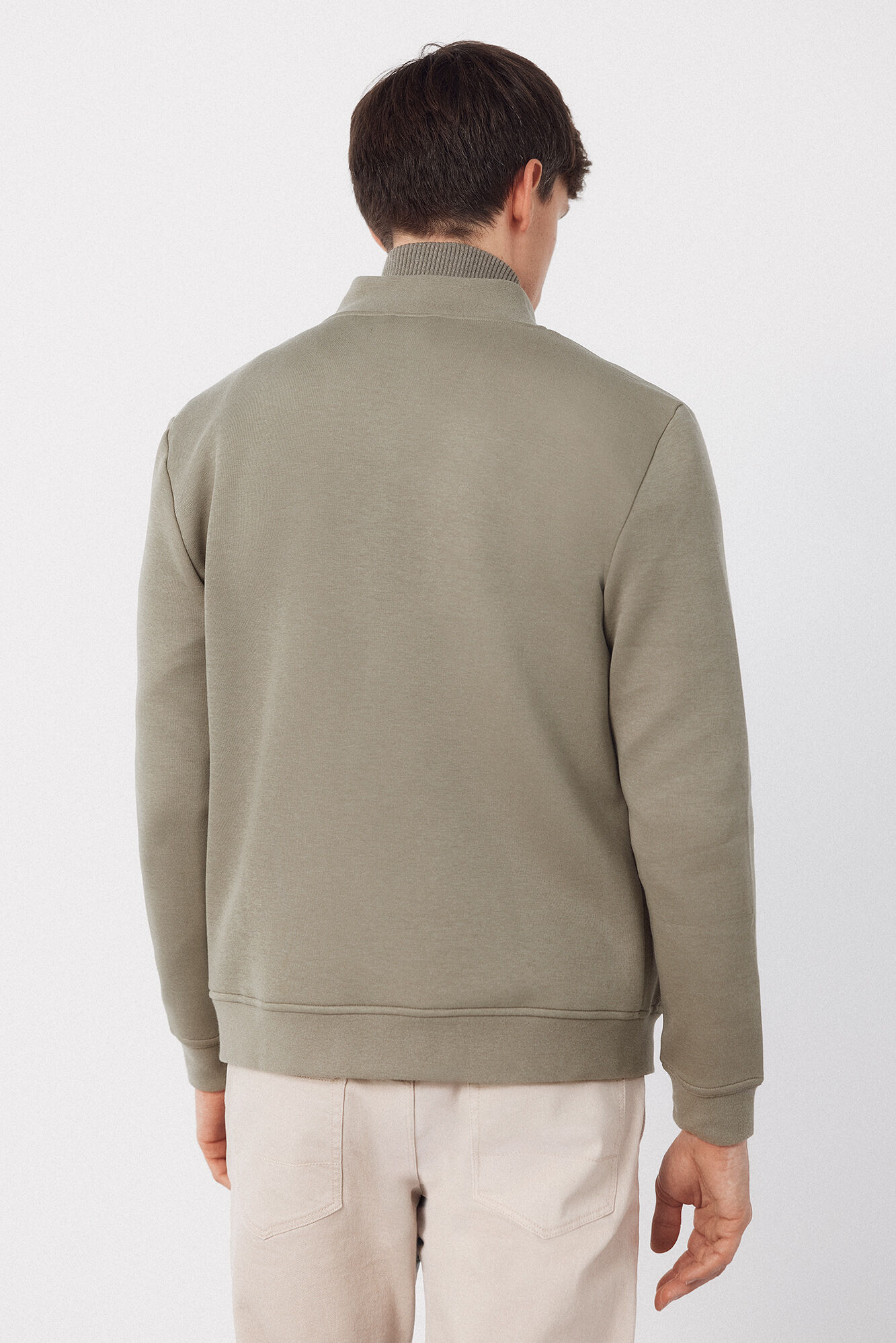 Cortefiel Combined fabric cardigan Kaki