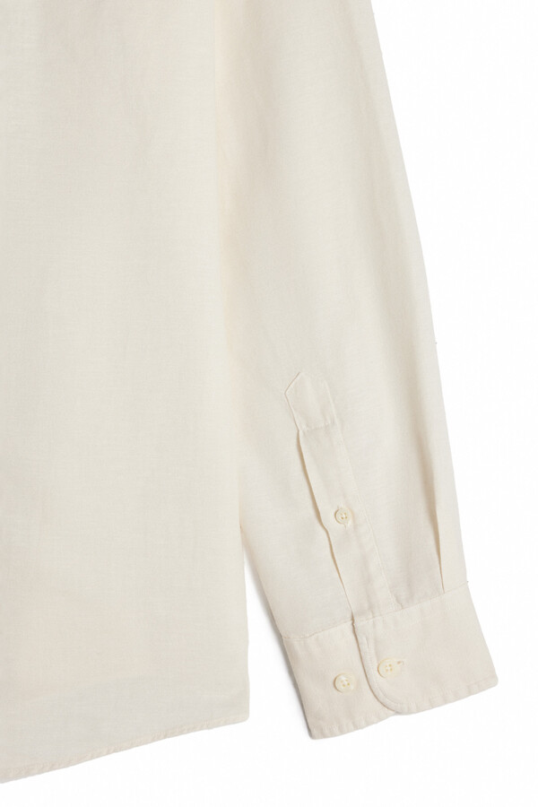 Cortefiel Camisa algodón lino manga larga Crudo