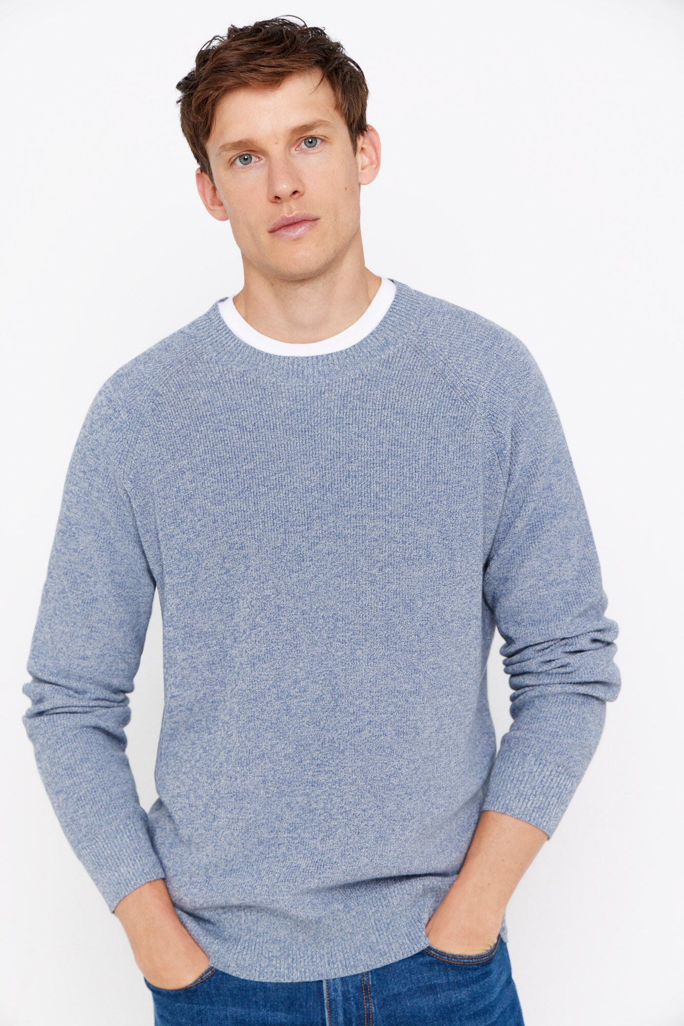 Cortefiel Crew neck cord jumper Blue