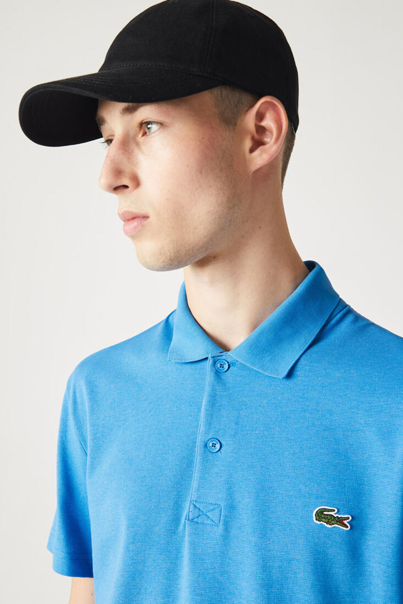 Lacoste Polo con bordado de cocodrilo pespunteado Azul