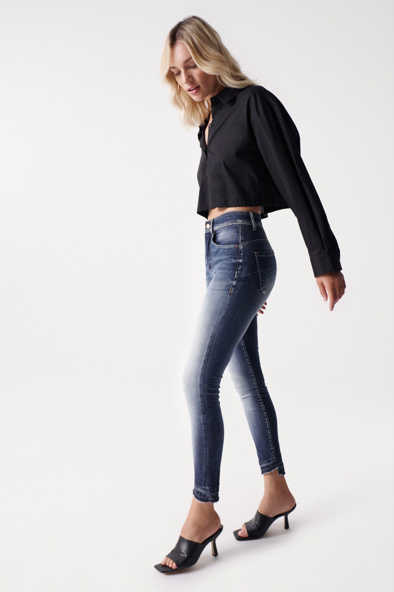 Salsa Jeans Jeans faith push in cropped lavagem premium Azul