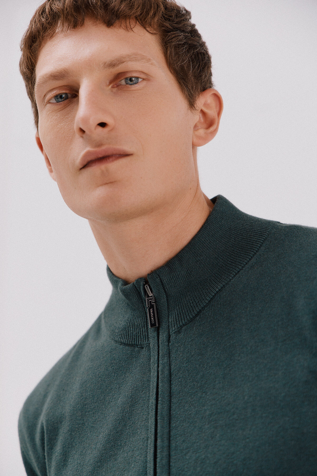 Cortefiel Cotton and cashmere cardigan  Dark green