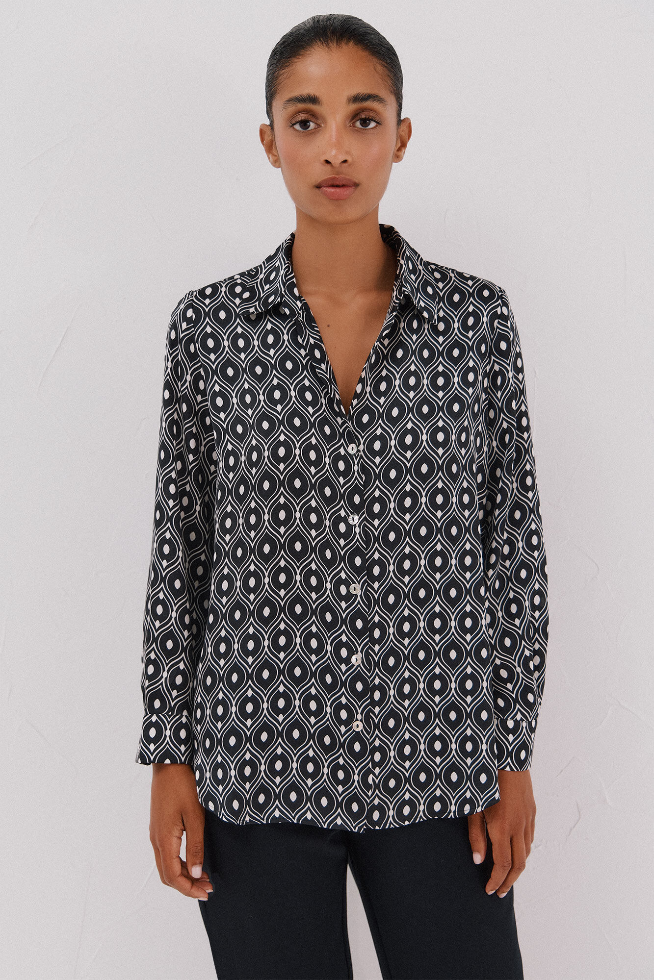 Cortefiel Camisa acetinada Multicolorido