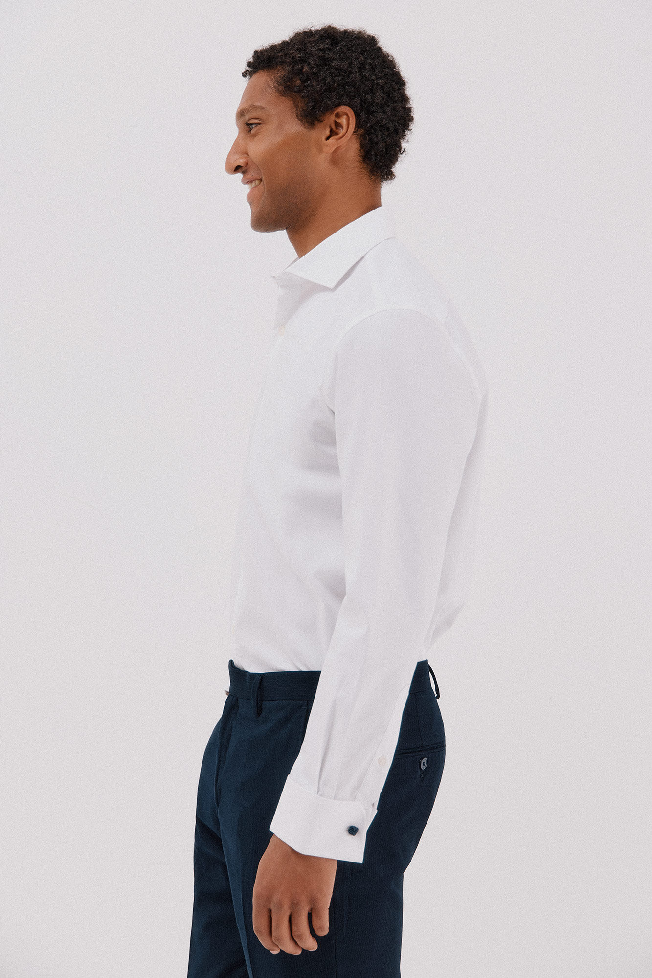 Cortefiel Camisa social riscas de algod&atilde;o tencel Branco