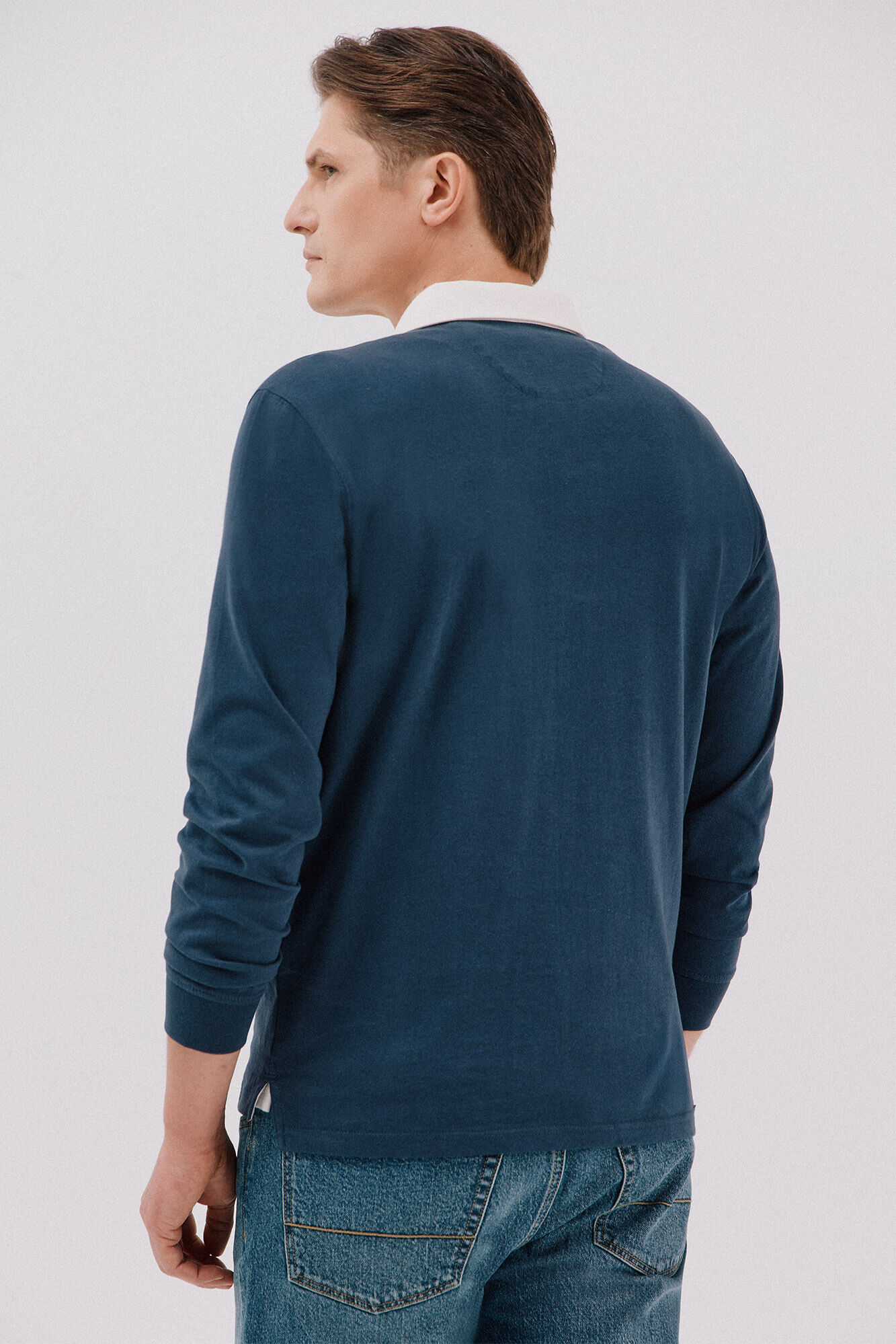 Cortefiel Striped rugby polo shirt Navy