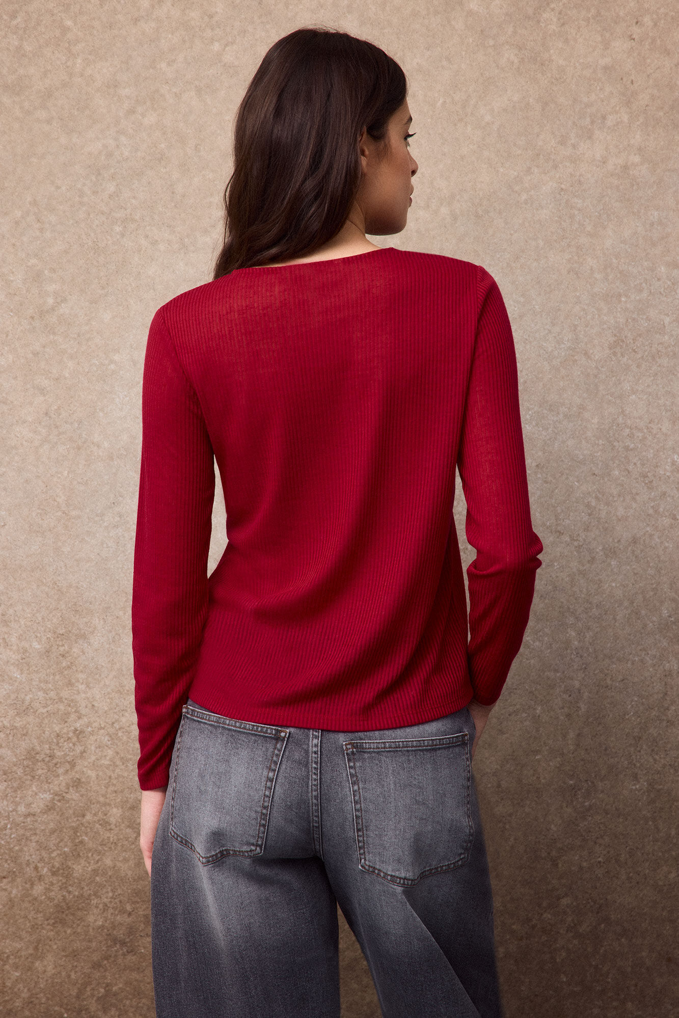 Slowlove T-shirt b&aacute;sica algod&atilde;o melange Vermelho
