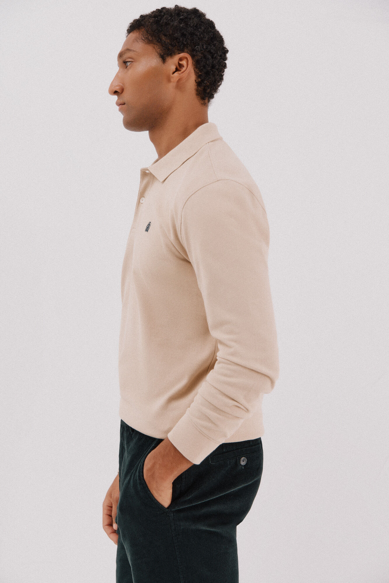 Cortefiel Polo b&aacute;sico de manga comprida Tostado