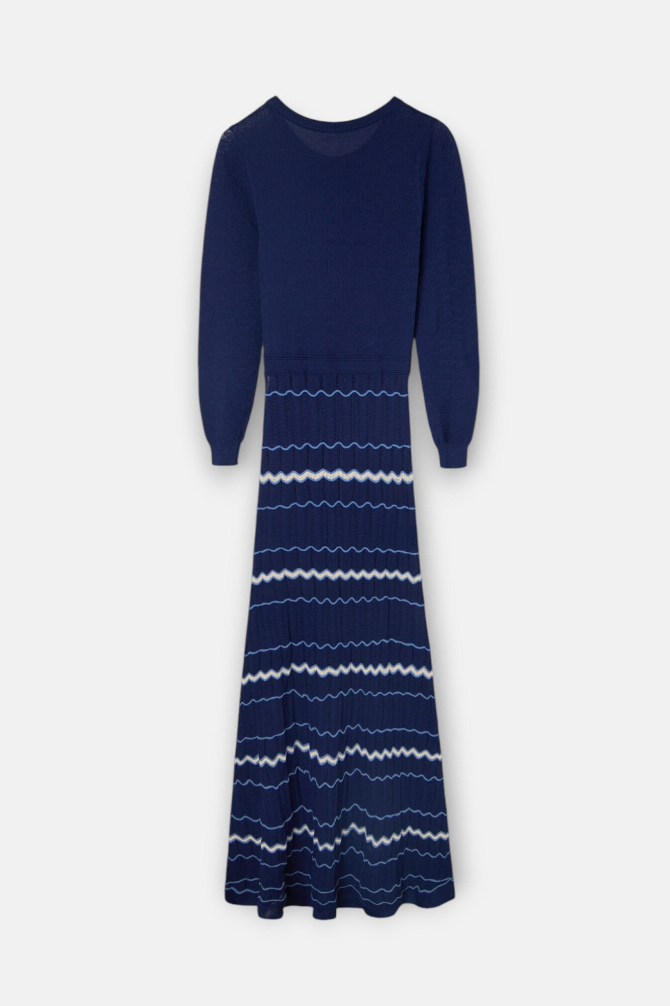 Silbon Vestido de malha espinha de peixe Azul