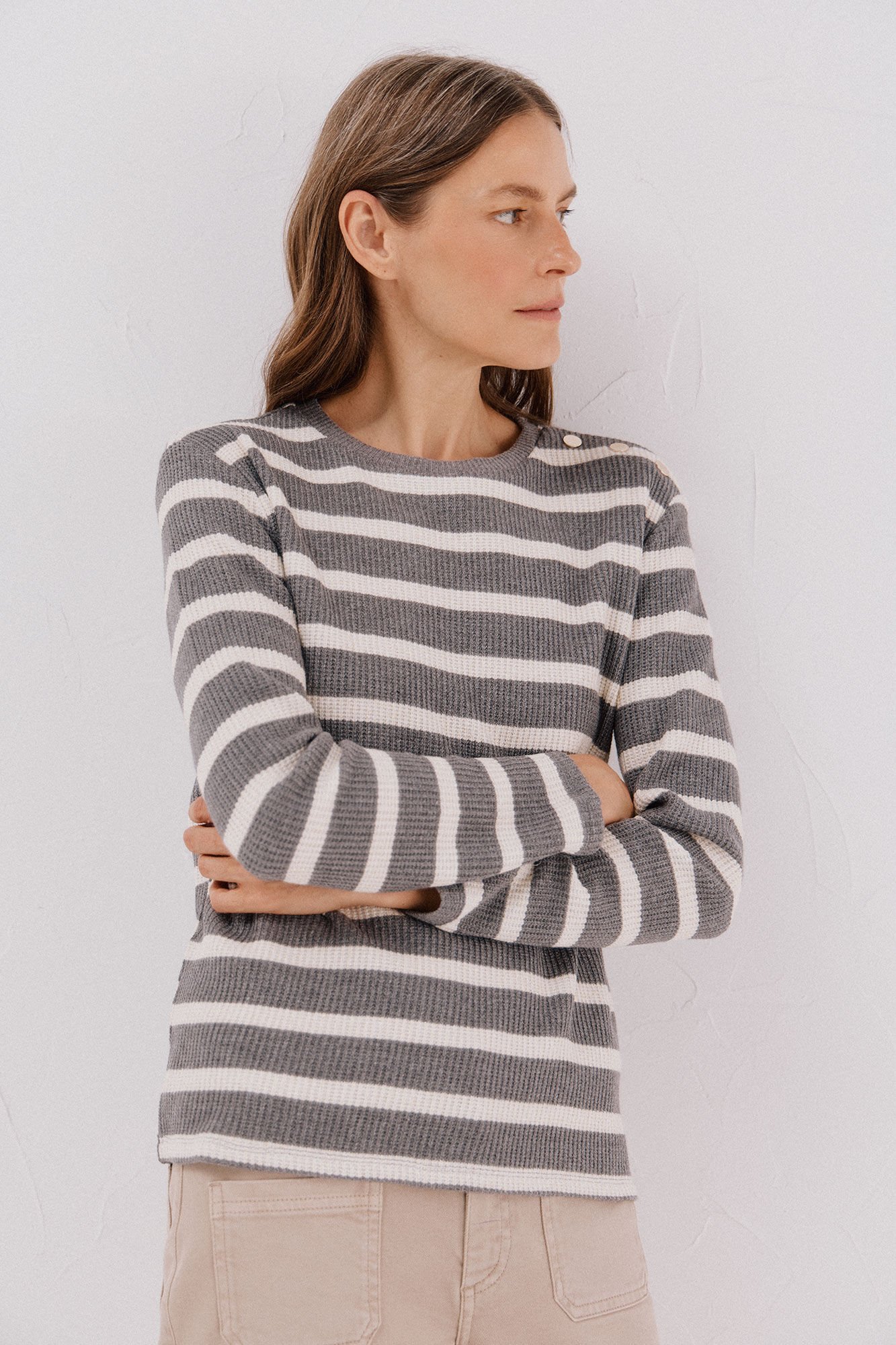Cortefiel striped structured sweatshirt