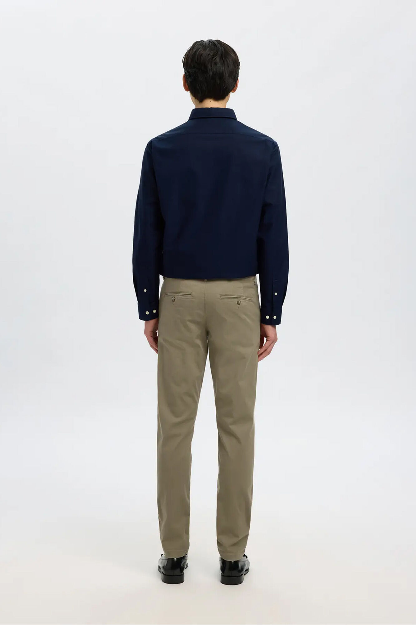 Selected Cal&ccedil;a cal&ccedil;as chino slim fit feita de algod&atilde;o org&acirc;nico  Castanho