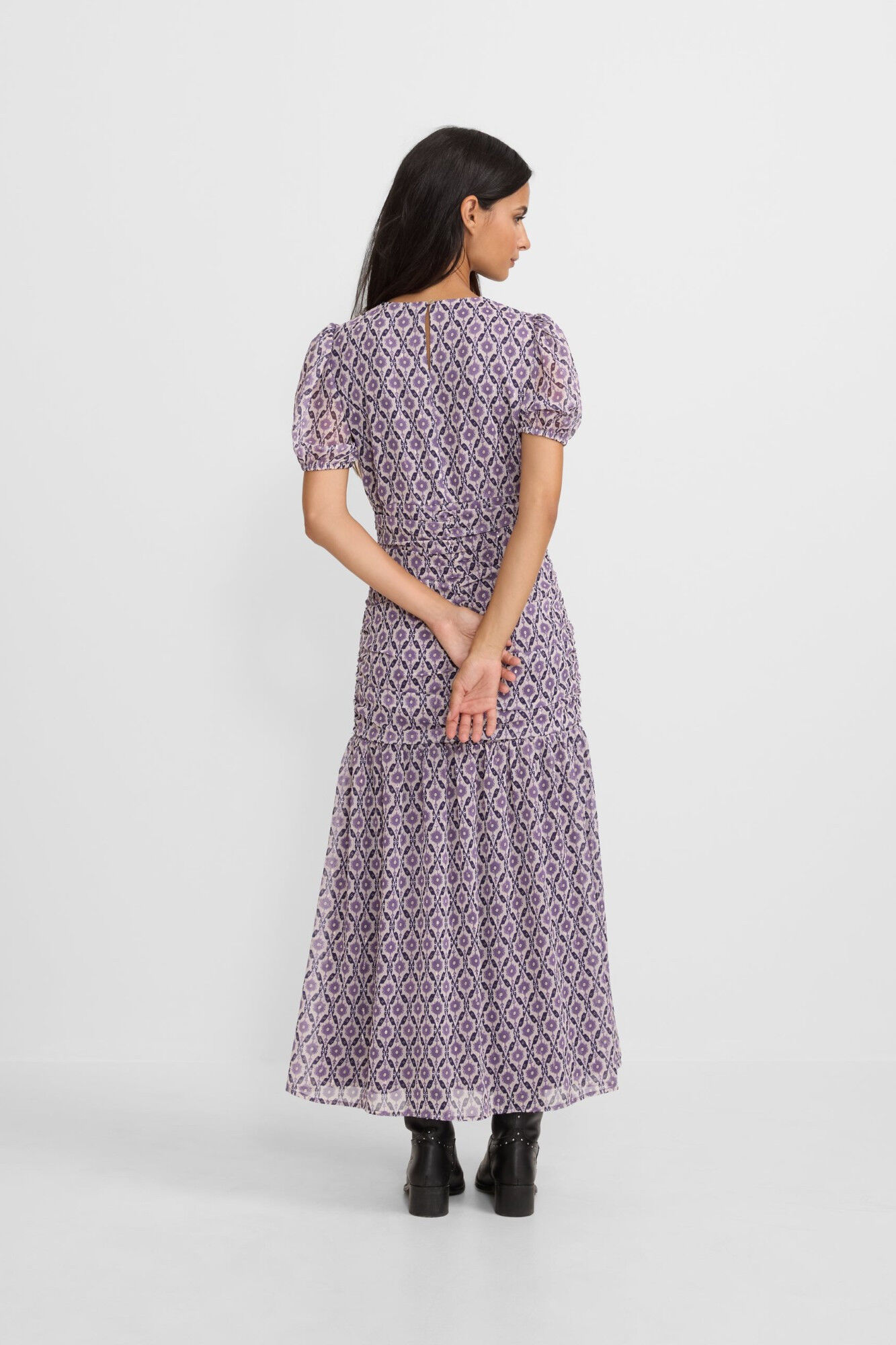 Silbon Vestido longo estampado franzido Granada