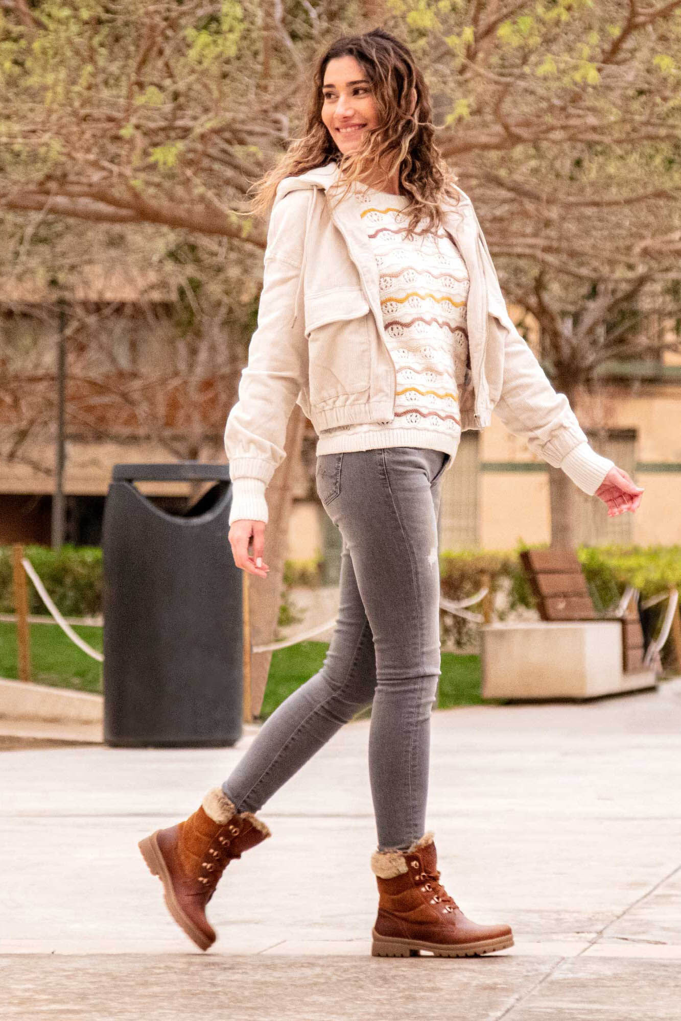 Panama Jack Botas de pele com forro de pele quente Castanho