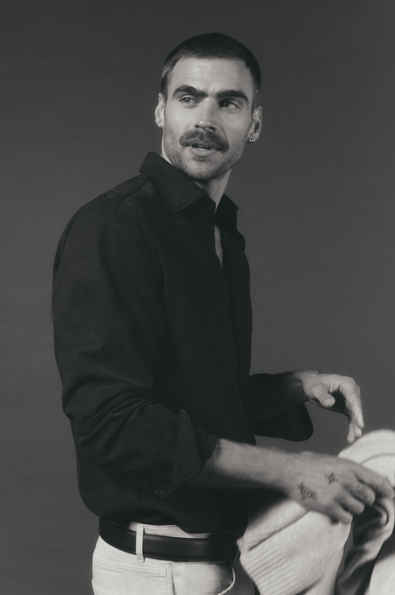 OOTO Plain twill tencel cotton shirt Navy