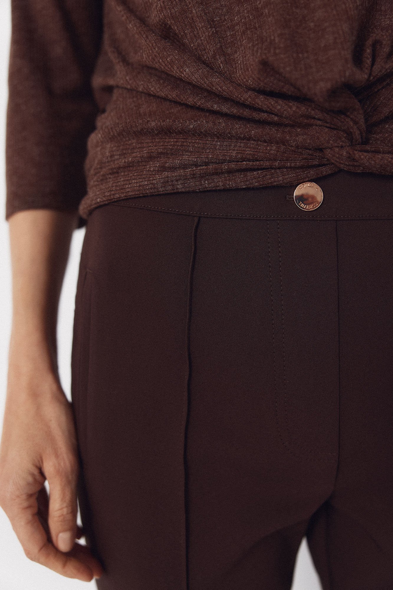 Cortefiel Skinny stretch trousers Dark brown