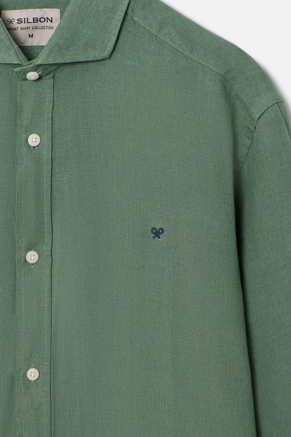 Cortefiel Camisa sport linen  Verde