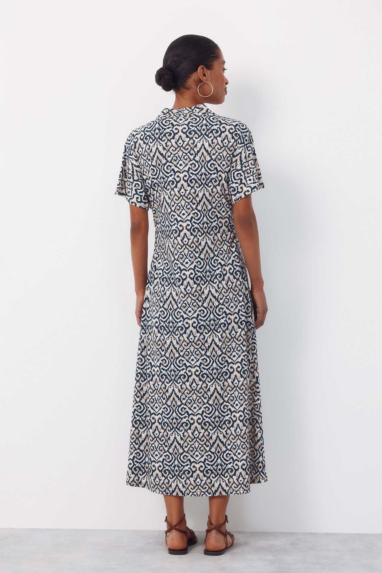 Cortefiel Printed dress Printed beige