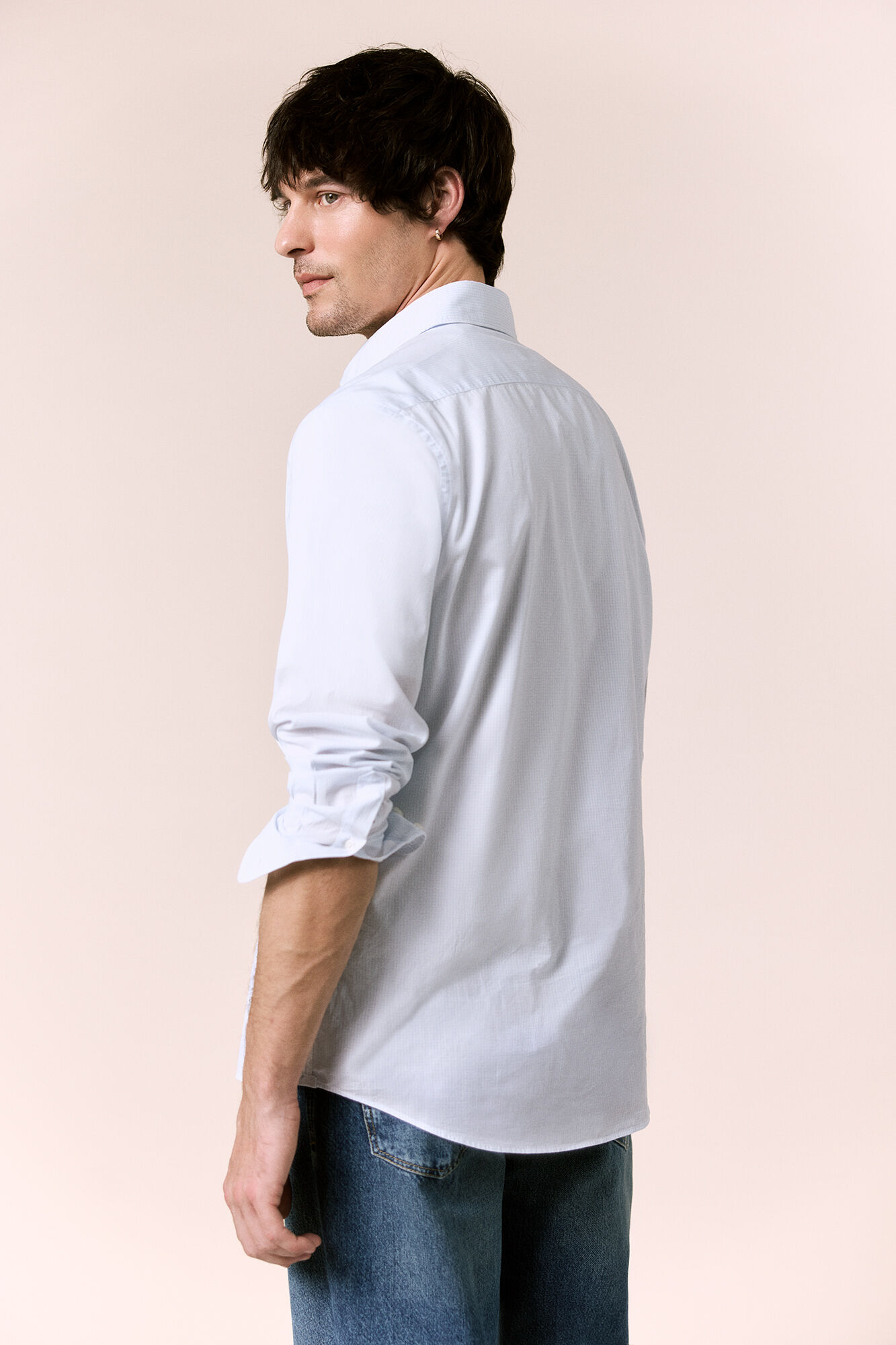 OOTO Poplin plaid long sleeve shirt Blue