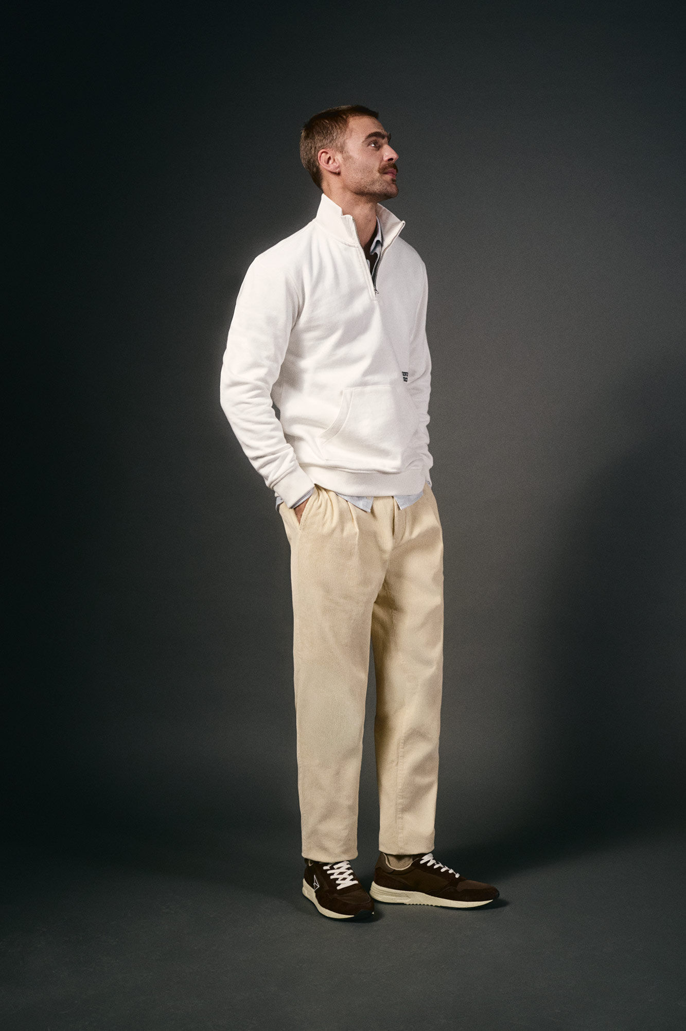 OOTO Sweatshirt com gola de fecho-&eacute;clair Branco