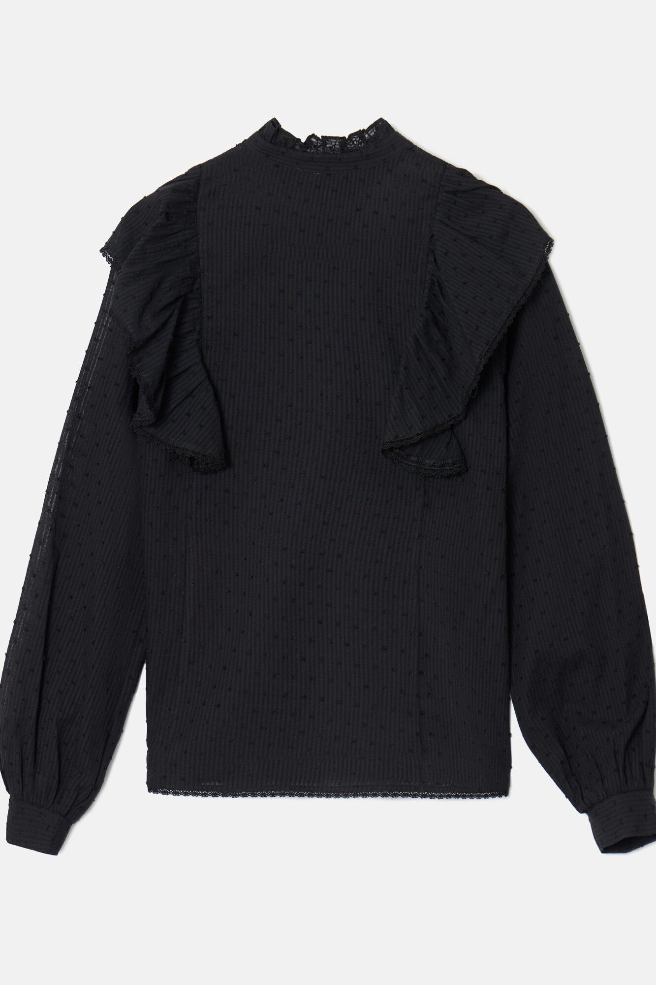 Silbon Blusa bordada volante Negro