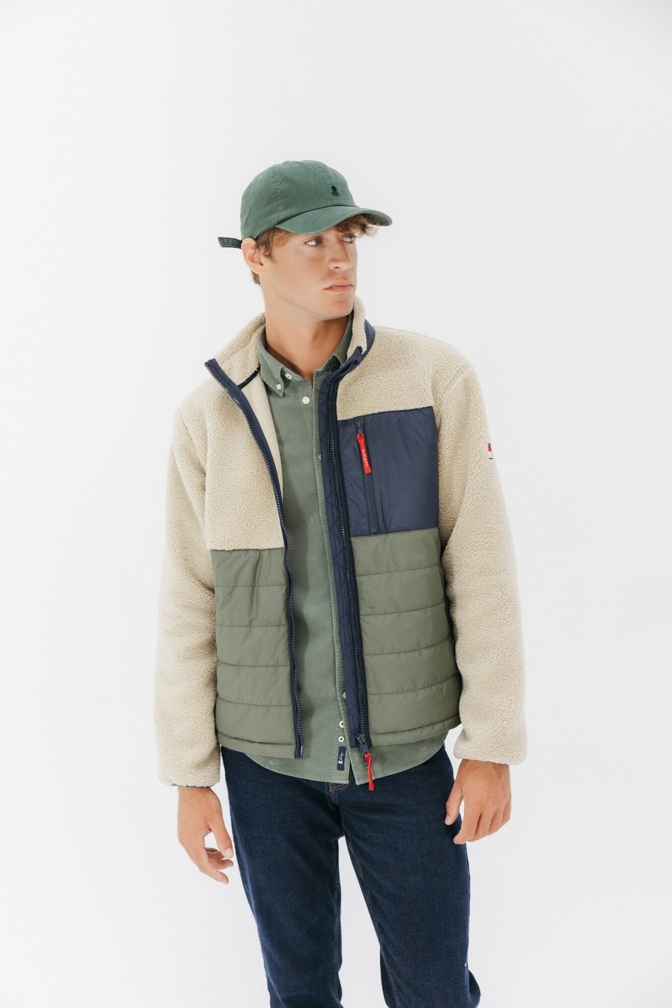 elPulpo Chaqueta combinada nylon y borreguillo Beige