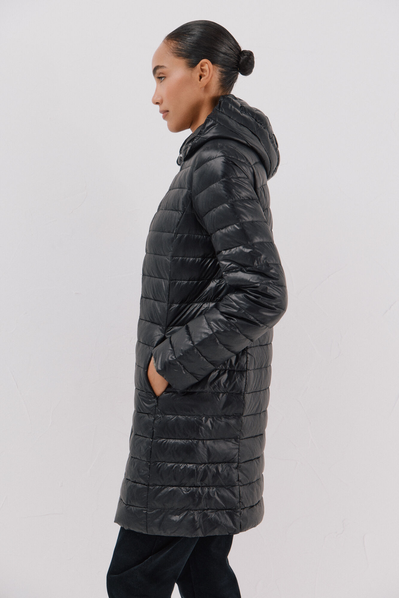 Cortefiel Long down coat Black