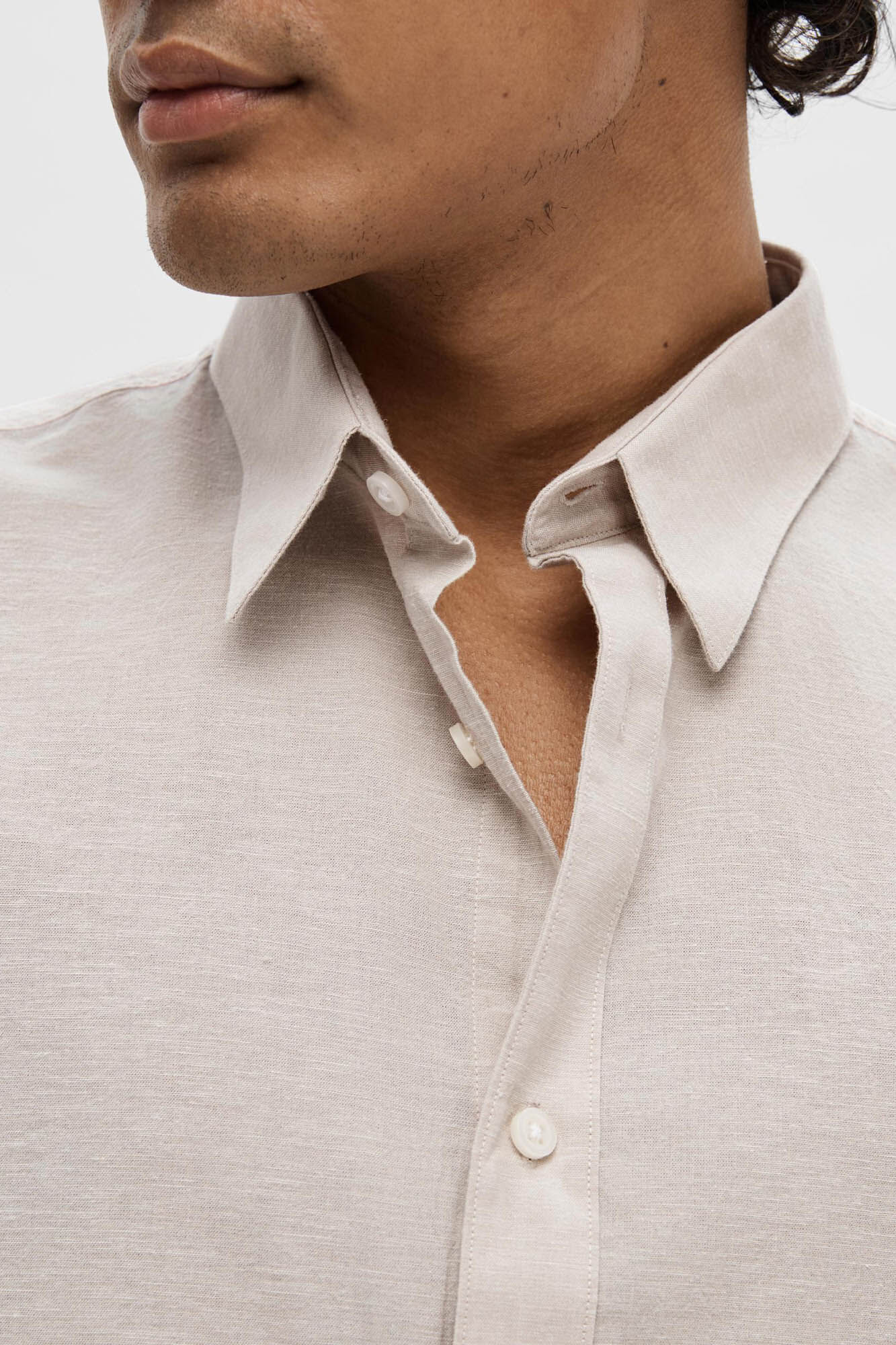 Selected Camisa de linho slim fit Cinzento