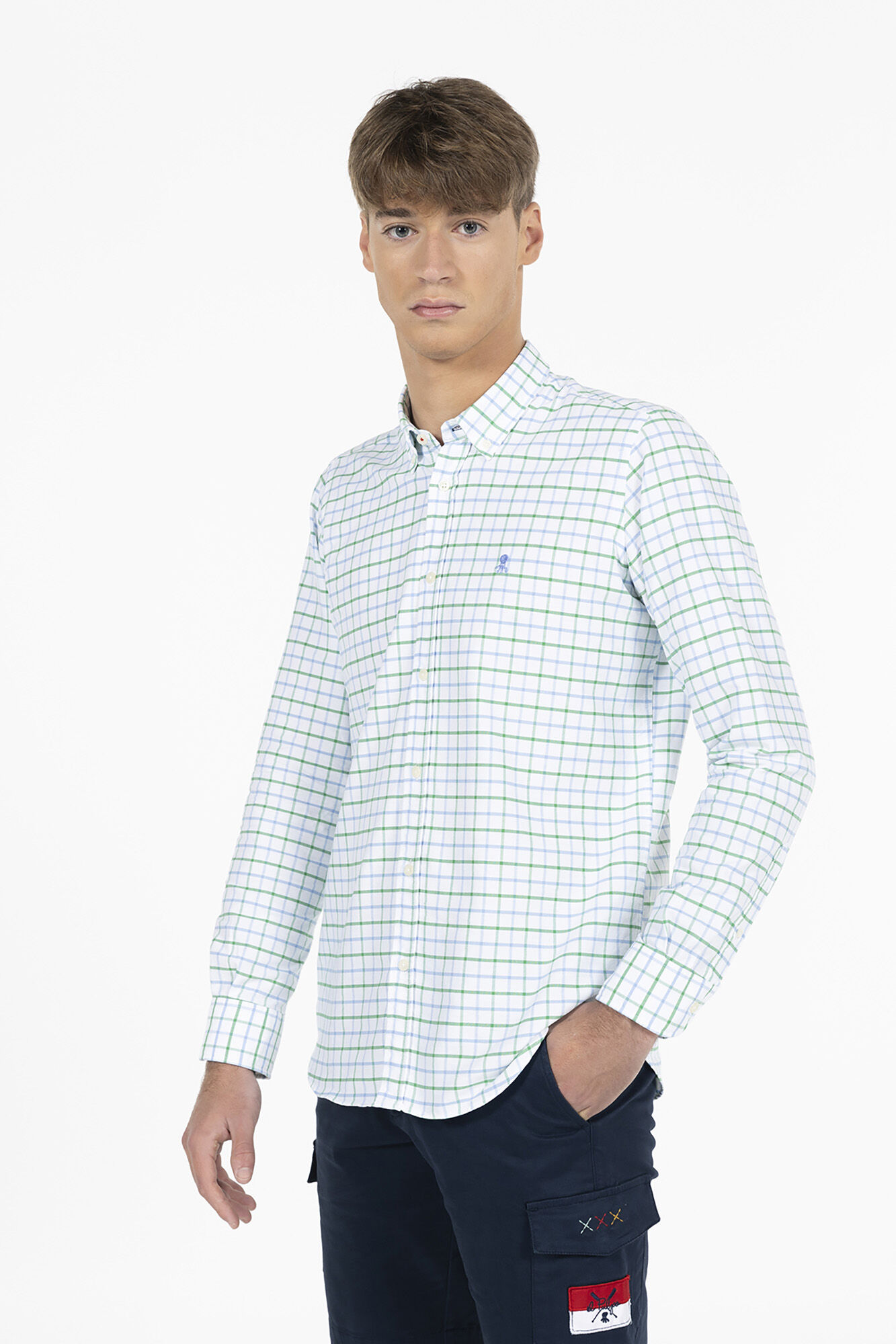 elPulpo Camisa cuadros bicolor oxford Estampado verde