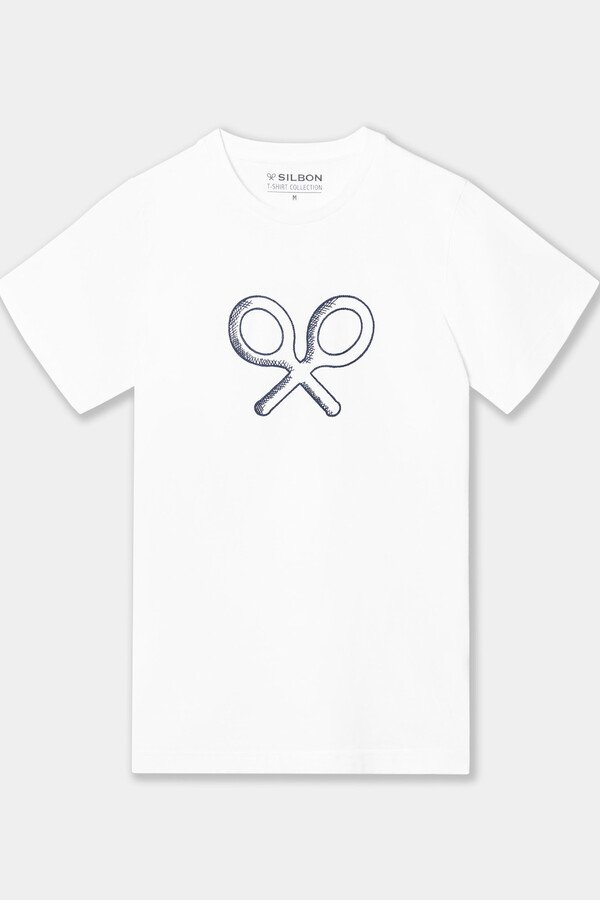 Cortefiel Camiseta raqueta bordada Blanco 
