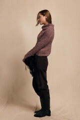 Slowlove Camisola de gola dobrada bicolorida Roxo