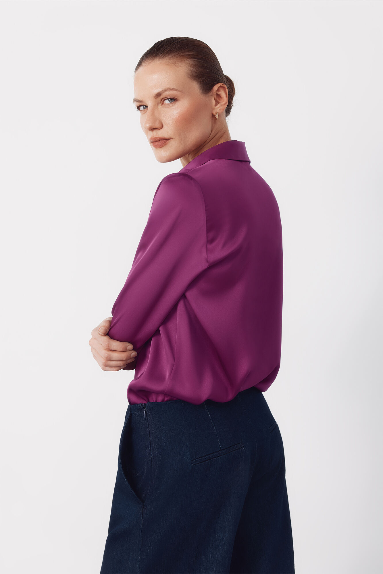 Cortefiel Satin-finish shirt Purple