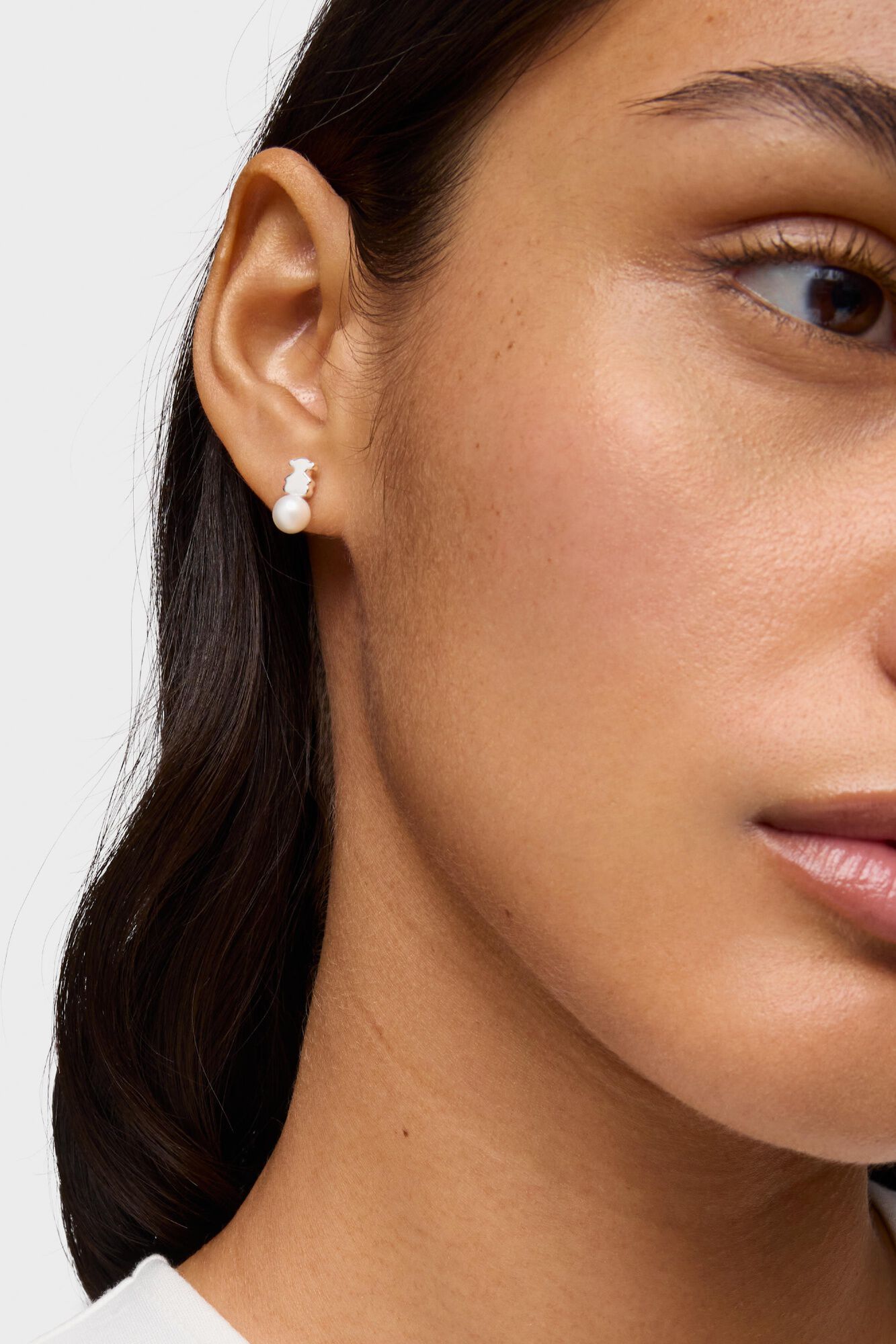 Tous Silver bear and pearl earrings
