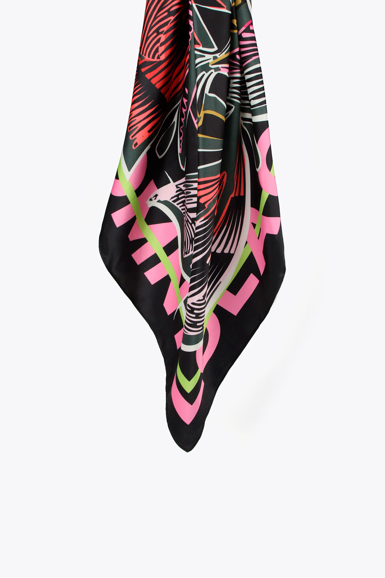 Lola Casademunt Pa&ntilde;uelo satinado hojas frondosas Multicolor