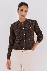 Cortefiel Lurex jacket with buttons Dark brown