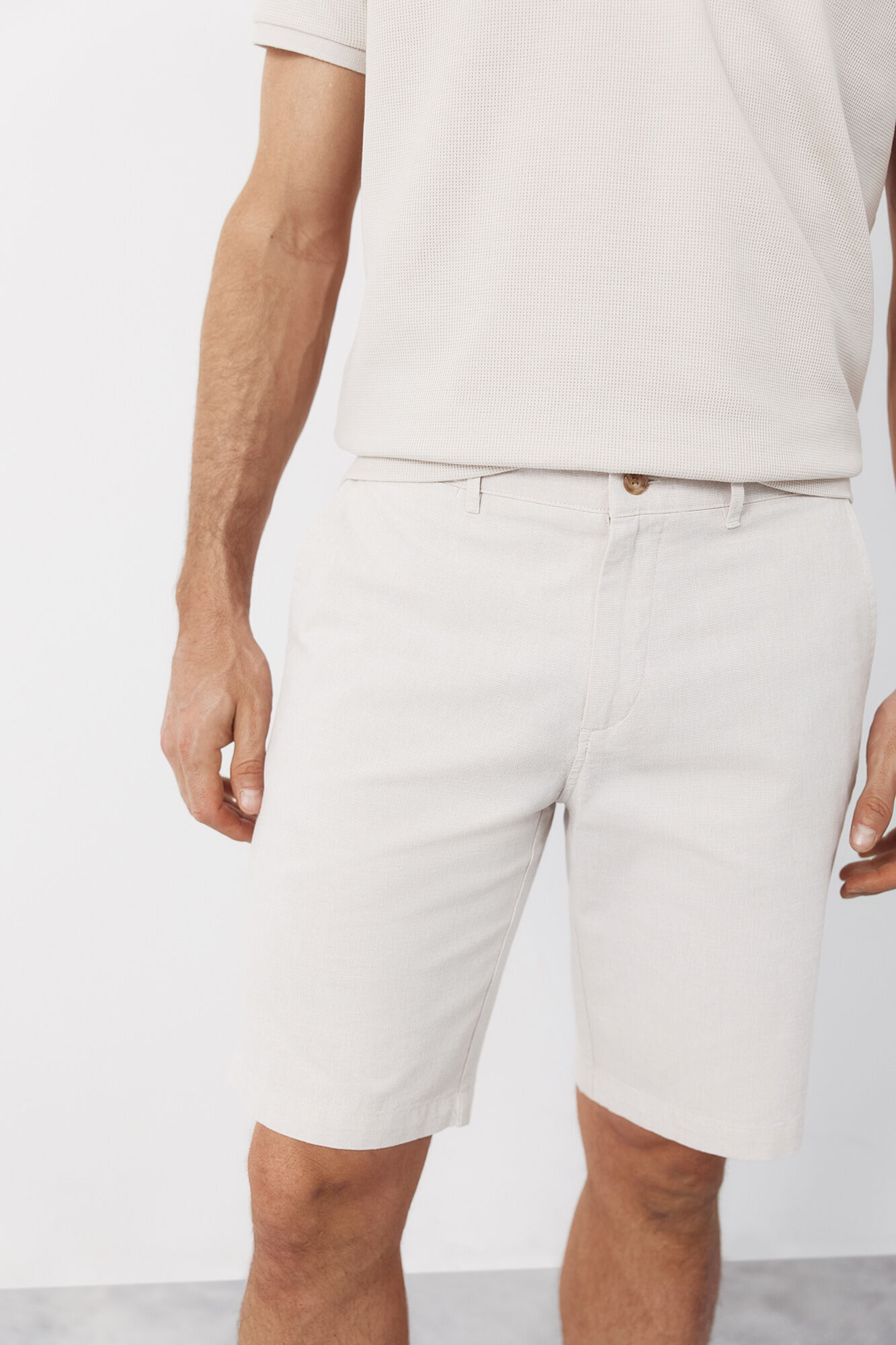 Cortefiel Bermuda oxford fabric Beige