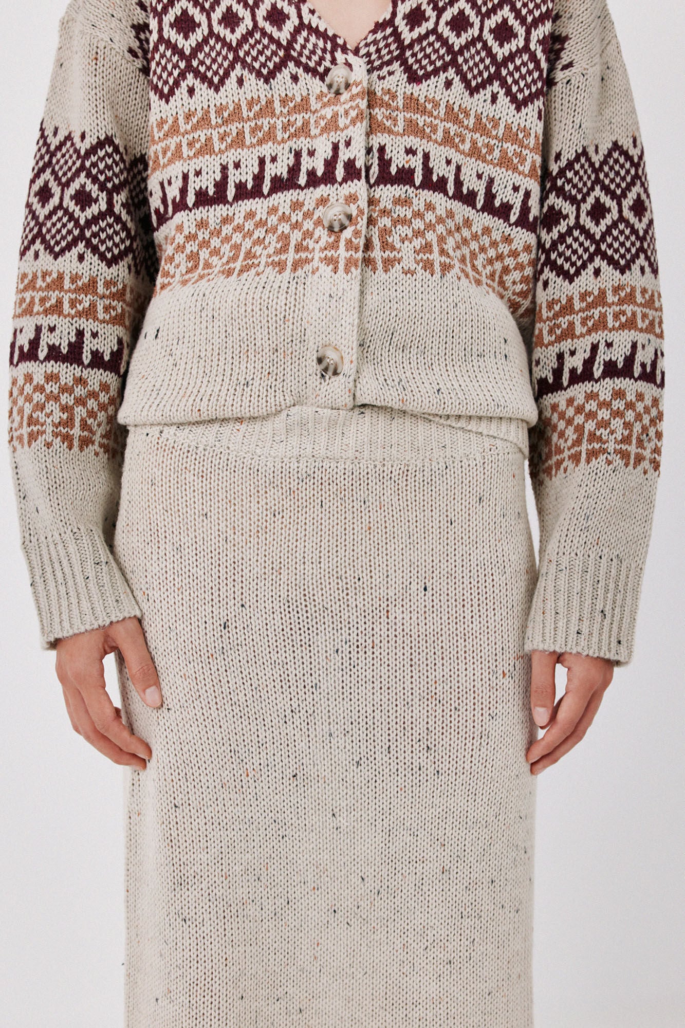 Cortefiel Knit midi skirt Ivory