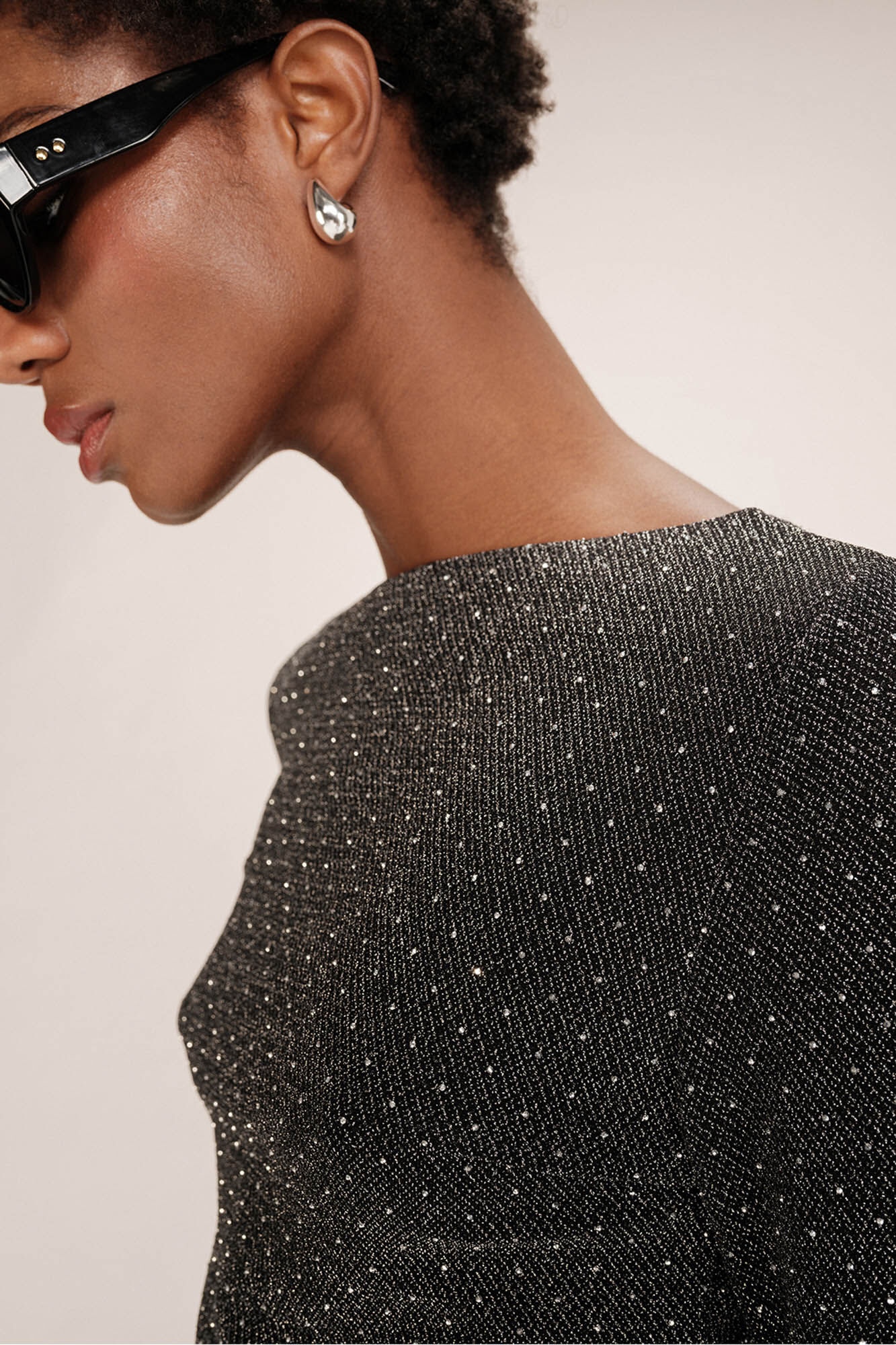 Grace & Mila Top colado com lurex Cinzento