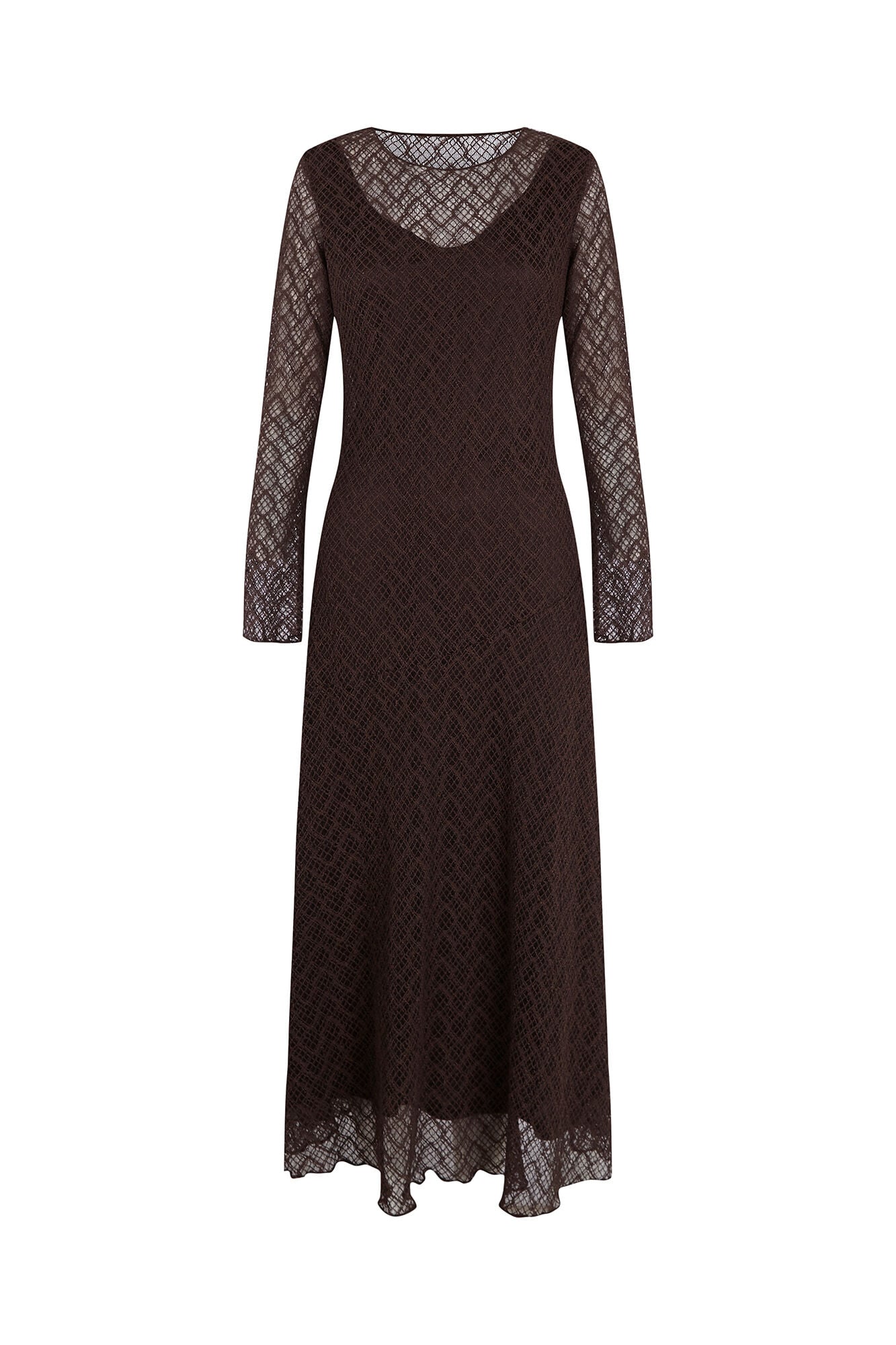 Slowlove Vestido encaje Marr&oacute;n oscuro