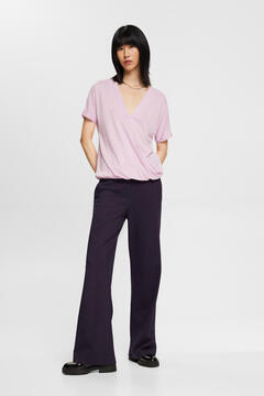 Cortefiel Crossover effect T-shirt with TENCEL™ Lilac