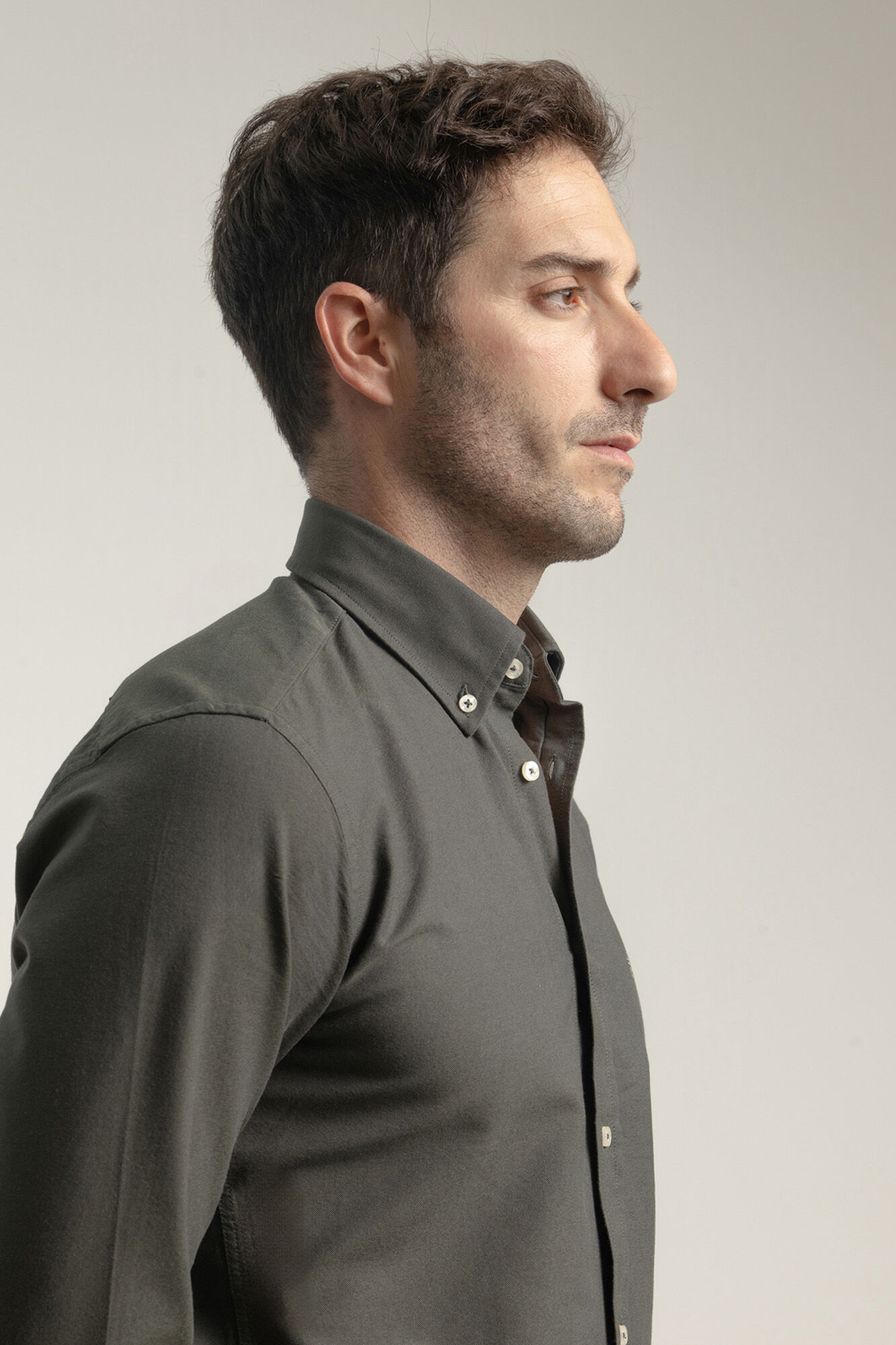 PuroEGO Camisa oxford de algod&atilde;o slim fit Verde