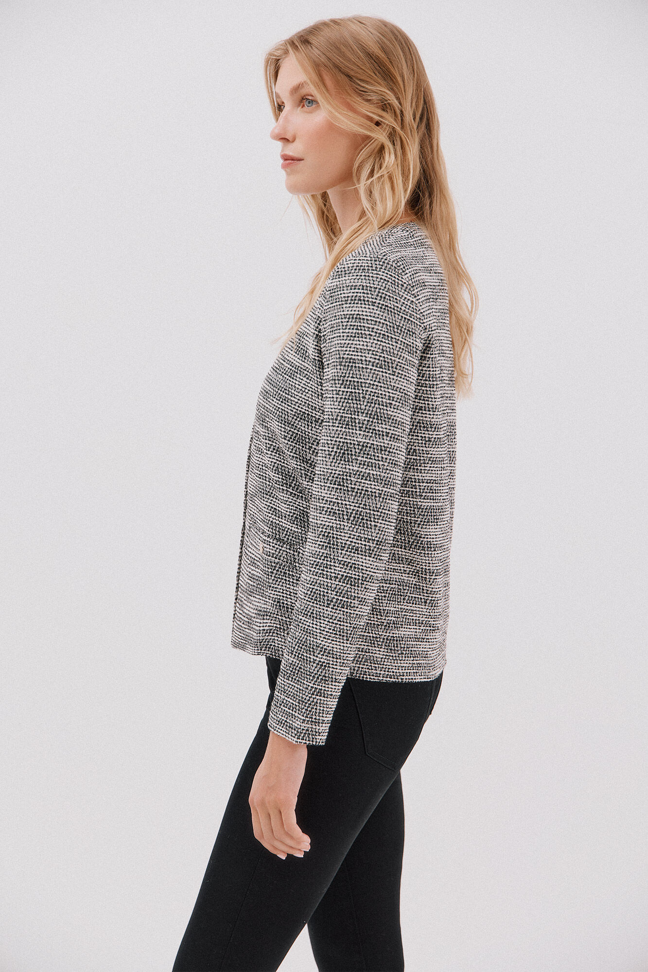 Cortefiel C&aacute;rdigan tweed Estampado blanco