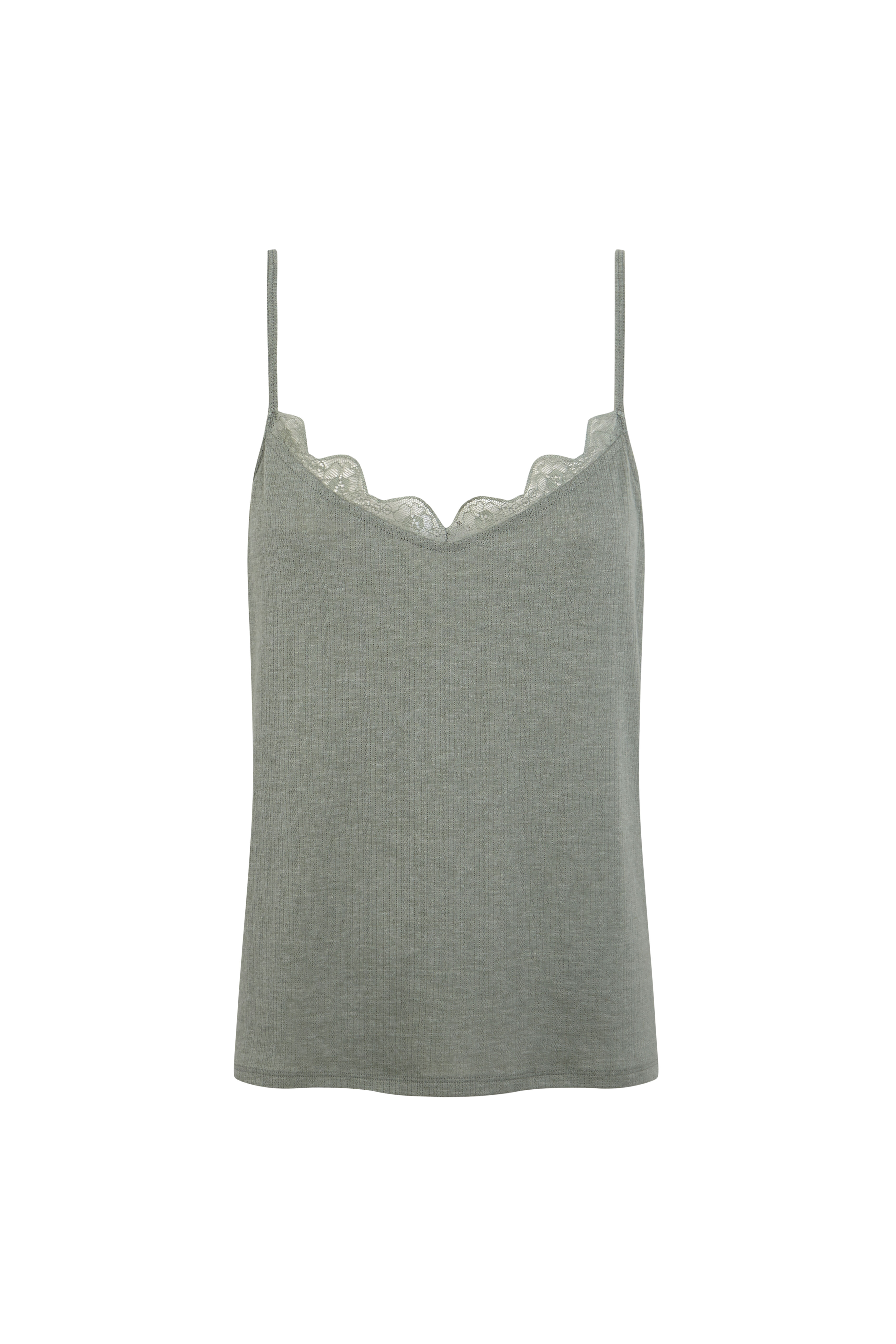 Slowlove Top tirantes detalle blonda Castanho