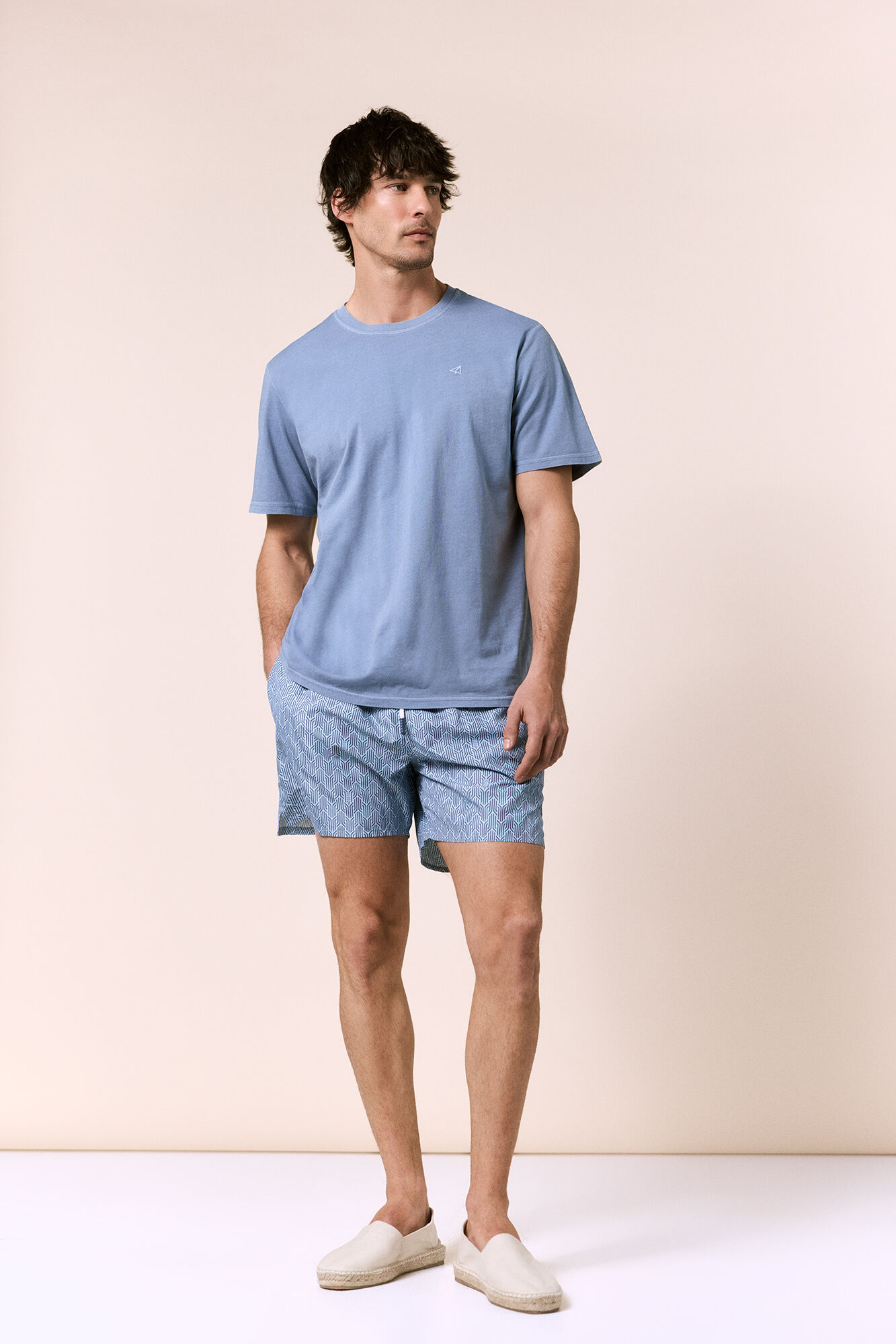 OOTO Camiseta b&aacute;sica lavada Azul