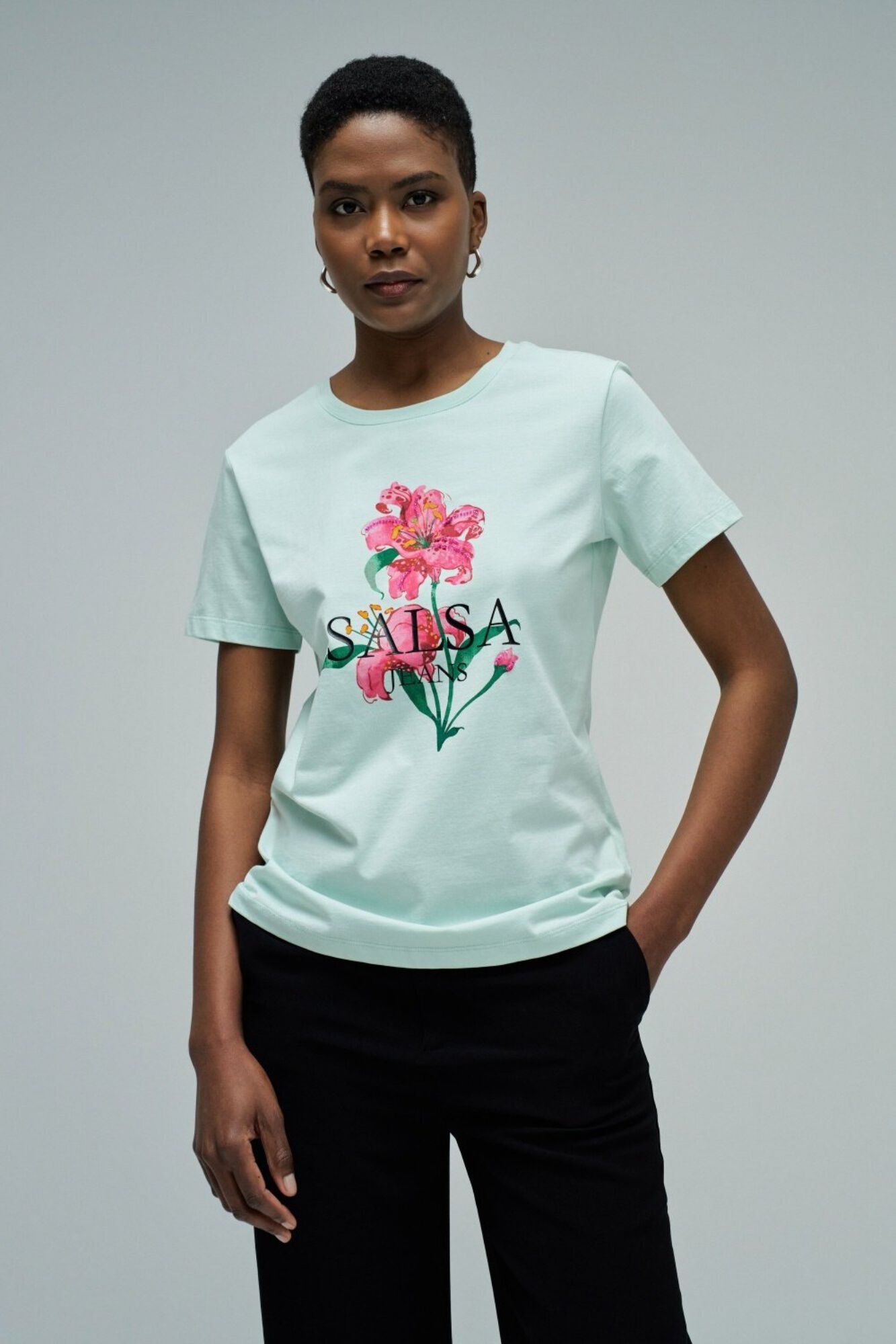 Salsa Jeans T-shirt estampada com logo Verde