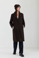 Selected Femme Classic recycled wool coat with button fastening. Brown
