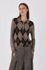 Cortefiel Fine knit polo shirt Nude