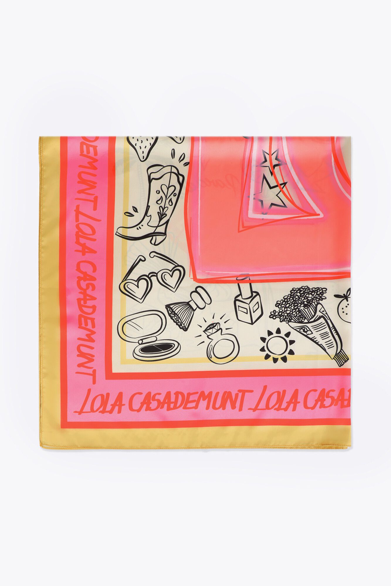 Lola Casademunt Satin-finish scarf Printed yellow