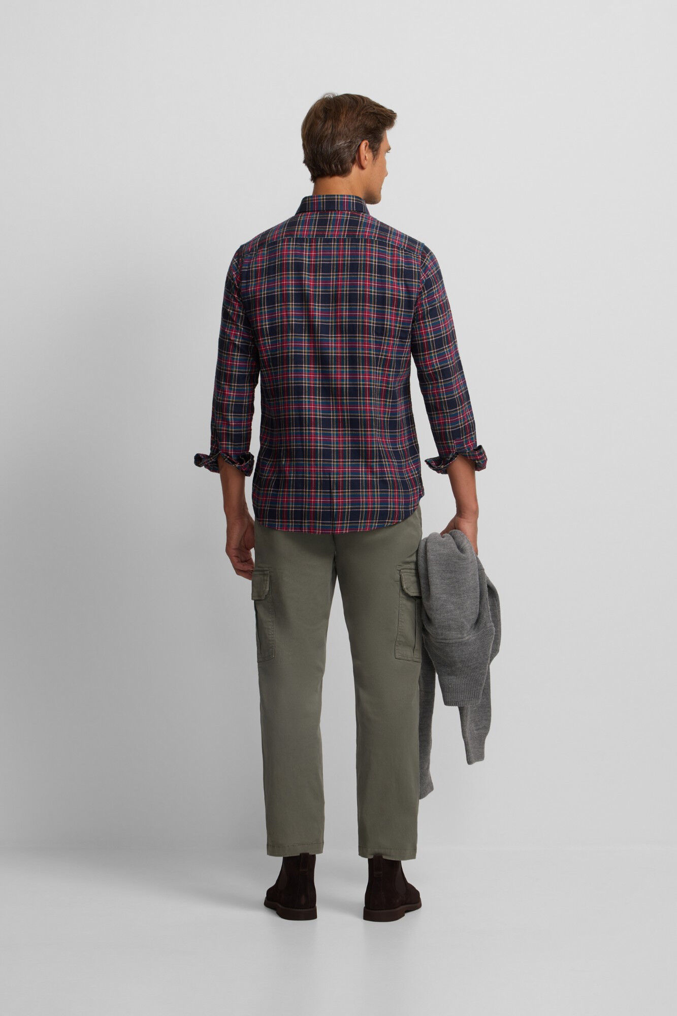 Silbon Camisa esportiva xadrez tartan bicolor Azul