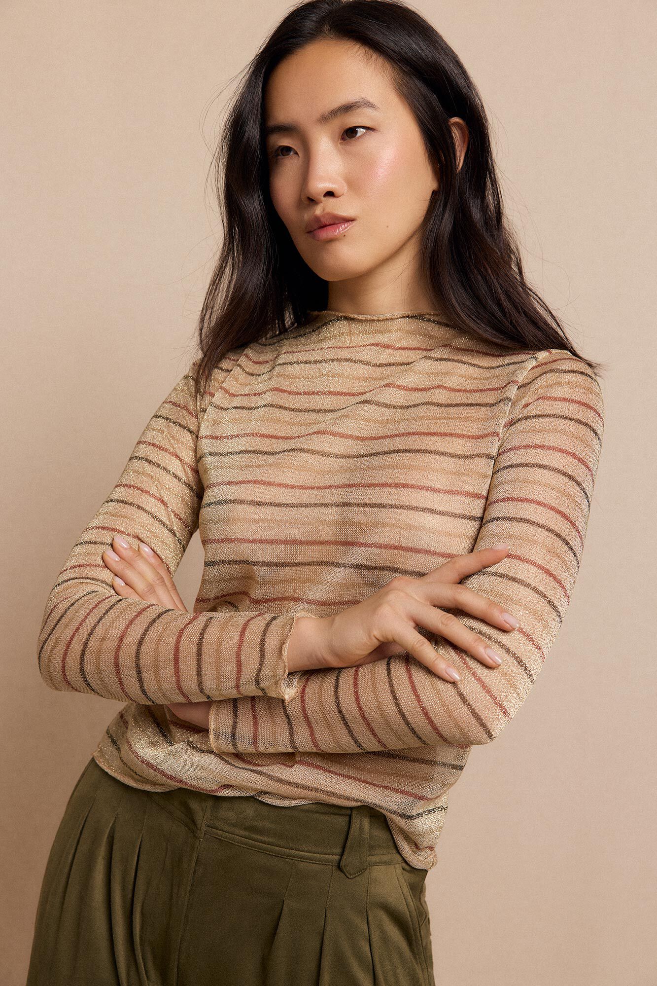 Slowlove Blusa listrada de lurex Multicolorido